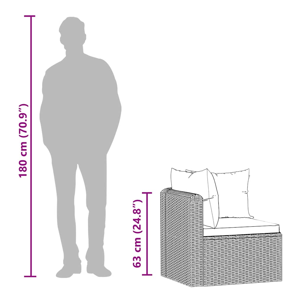 4-tlg. Garten-Sofagarnitur mit Auflagen Poly Rattan Schwarz